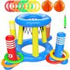 Generico Pool Basketball Hoop - Inflatable Floating Basketball Hoop Set, Water Pool Basketballs Game Toy, Outdoor Swimming Pools Sports Game with Toss Rings and Cross Toss Games Accessory, Summer Party