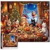 Tucocoo Puzzle di gatto natalizio da 1000 pezzi per adulti, divertente gattino per cena, puzzle con paesaggio notturno innevato, animali accoglienti opere d'arte invernali, decorazione per la casa festiva 40
