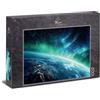 Ulmer Puzzleschmiede Puzzle da 1000 pezzi Blue Horizon - Planet Terra con atmosfera luminosa e cielo stellato - Impressionante spazio per adulti - Qualità puzzle Made in Germany