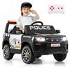COSTWAY Auto della Polizia per Bambini, Macchina Elettrica 12V con Telecomando Connessione Wireless Musica Clacson Sirena e Luci LED, per Bambini 3-8 Anni (Nero)
