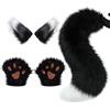 Ulikey Set da Vestire Coda di Lupo di Volpe, Orecchie di Gatto in Finta Pelliccia di Halloween Set di Costumi per Bambini in Peluche con Coda di Lupo e Volpe per Halloween, Carnevale (Marrone Scuro)