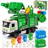 Charmofun Camion Spazzatura, Camion dei Rifiuti con 6 bidoni della spazzatura, 180 Carte del Rifiuto, Luci e Suoni, Camions Immondizia Regalo per Bambini e Bambine 3+