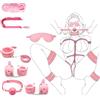 L.GFANG Set di legacci BDSM, set di legacci da 7 pezzi, set di legacci da letto fetish, manette, collare con corda, benda SM, giocattoli erotici per donne (Rosa)