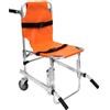 CLKAX Sedia pieghevole per scale EMS, 159 kg, in alluminio, con 2 ruote, cinture di sicurezza, freni, maniglie retrattili, per anziani e servizi di soccorso, arancione
