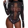 Eagerlove Body Sexy a Rete Da Donna Con Strass Abiti Da Rave