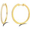 FANCIME Orecchini a Cerchio in Argento Sterling 925 Placcato Oro Giallo Creoli con Zirconia Cubica, misura media, Gioielli per Donna Ragazze, Diametro: 30 mm