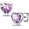 Suplight Orecchini Donna Argento 925 con Pietra Portafortuna a Cuore | Orecchini Punto Luce Donna Argento 925 Ipoallergenici con Pietre di Nascita per 12 Mesi Regalo per Donna Natale Compleanno