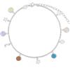Turmalina by martina Turmalina - Bracciale cavigliera tormalina in argento sterling 925, con dischi colorati e stelle, lune. 22 cm di lunghezza e 4 cm di estensione