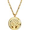 PROSTEEL Donna Collana Pendente Medaglione Tondo Albero della Vita, Diffusore Profumo, Catena Regolabile 55 60 cm, Acciaio Inossidabile Placcato Oro 18K, Oro (Confezione Regalo)