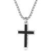 FANCIME Collana Croce Uomo in Argento Sterling 925 Crocifisso Ciondolo Nera, Hip-Hop Gioielli Regalo per Lui Ragazzi Bambini - Catena Lunghezza: 60 cm