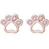 SLUYNZ Orecchini a forma di zampa in argento Sterling con ciondolo a forma di zampa, per donne, cane, gatto, zampa, orecchini a forma di cuore, small, Argento sterling, Zirconia cubica