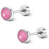 FACOKO Orecchini da donna con retro piatto, in titanio G23, ipoallergenici, con onice, con pietra piatta, per più piercing, orecchini con retro piatto per orecchie sensibili, 5MM, Titanio, Giada