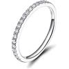 Zakk Anello Eternity da donna, in argento 925, con zirconi da 2 mm, anello di fidanzamento, fede nuziale, anello da ricordo, Metallo non prezioso, Zirconia cubica
