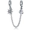 Teleye Ciondolo a catena di sicurezza per viaggio oceanico per bracciale, ciondolo in argento sterling 925 genuino al 100% adatto per bracciale Pandora, SCC604