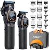 VGRPRO Tagliacapelli Uomo Professionale, 9000RPM Kit Barbiere, Senza fili | Set Macchinetta per capelli e Trimmer, Taglia capelli per uomo senza fili, 14 Pettini guida, Display LCD, Base di ricarica