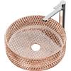 EMKE Lavabo in vetro tondo, 360 x 360 x 112 mm, lavabo da appoggio in vetro al piombo temperato, lavandino bagno senza foro per rubinetto, lavabo, lavandino a mano per bagno, colore: oro rosa