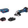 Bosch Professional 060193A30Y GWS 18-125 V-LI Smerigliatrice Angolare a Batteria, Giri a Vuoto 10.000 giri/min, Dischi 125 mm, senza Batteria e Caricabatteria, in Confezione, 18 V