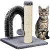Relaxdays Tiragraffi per Gatti con Arco Massaggiatore, Colonnina in Sisal, Cura del Pelo, Spazzola Massaggiante, Grigio