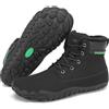 SAGUARO Scarpe Barefoot Uomo Stivaletti Invernali con Pelo Caldo Stivali da Neve Impermeabili Antiscivolo Scarponcini Leggere Minimaliste, Nero, 36 EU