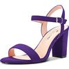 Castamere Donna Chunky Blocco Alto High Tacco Heel Cinturino alla Caviglia Sandali Aperte sulla Punta Fibbia da Matrimonio Ufficio Dress 8.5 CM Heels Viola Scamosciato 39 EU