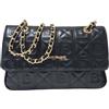 Laura Biagiotti Borsa a Tracolla Linea Odaly, Pelle Sintetica Trapuntata, Borsa Pattina con Catena Dorata, Dimensioni 28,5x18x9 cm Art. LB26S-116-3 (NERO)