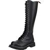 Angry Itch - 20-Fori Nero Vera Pelle Anfibi Allacciati Militari con Zip - Taglie 36-48 - Made in EU!, EU-Größe:EU-45