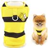 SMALLLEE_LUCKY_STORE T-shirt per cani di piccola taglia in rete a righe con anello a D e Bumble Bee, leggera e traspirante, abbigliamento per chihuahua, Yorkie, giallo, XS