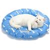 Nobleza Cuccia Rinfrescante Cane e Gatto Rotonda Ø 43 x 4 cm - Fantasia Ossa, Tappetino Refrigerante Cani con Gel Auto Raffreddante Atossico, Lettino Cane Estate AntiGraffio Impermeabile
