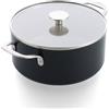 KitchenAid Aluminium Casseruola con Coperchio Vetro Ceramica Antiaderente, 24 cm/4,91 L, Senza PFAS, Compatibile Induzione, Manico Acciaio Inox, Adatta Forno, Lavastoviglie, Nero