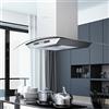 Tidyard Cappa a Isola con Display LCD e Sensore Touch,Cappa da Cucina Cappa per Cucina aspirante Cappa Aspirare, 756 m³/h LED