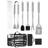 Hingue Set Utensili Barbecue 11 Pezzi in Acciaio Inox, Accessori Barbecue Professionali con Impugnatura Resistente, Kit Grigliata Completo per Esterno e Picnic, Accessori Grill di Alta Qualità