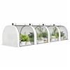 Outsunny Serra da Giardino a Tunnel 4 Porte Avvolgibili 4x1x0.8 m Bianco | 4 Porte Avvolgibili, Copertura PE, Serra per Orto, per Orto Verdure Fiori Frutta