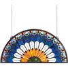 VEVOR Pannello per Finestra in Vetro Colorato 913 x 465 mm Decorazione per Finestre in Vetro Colorato Semicircolare con Catena, Artigianato Tradizionale Vintage per Decorazione della Casa