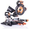 Evolution Power Tools R255SMS+ - Troncatrice scorrevole multimateriale da 25,4 cm, per legno, metallo, plastica, troncatrice, sega a binario, smussatura a 45°, angolo di taglio 50°, scivolo 300 mm