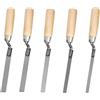 LxcshLjx Set di 5 cazzuole a punta da 6, 8, 10, 12, 15 mm, in acciaio inox, con manico in legno, per fai da te e muratori