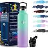 Grsta Thermos Grsta, borraccia in acciaio inox 750 ml, per sport, senza BPA, con cannuccia, thermos a doppia parete