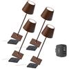 Zafferano Kit 4x Zafferano Poldina Pro, Lampada LED Senza Fili Ricaricabile, Dimmer touch, IP65 Uso Interno/Esterno Lunga Durata, Alluminio, H38cm, Caricatore Multiplo USB - Corten, Amazon Exclusive