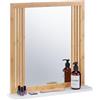 Relaxdays Specchio da Parete da Bagno, Mensola, Specchiera Rettangolare con Ripiano, 56,5 x 54 x 10 cm, Naturale Bianco
