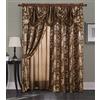 GLORY RUGS Golden Rugs Set di tende in jacquard, di lusso, con mantovana e supporto per camera da letto, soggiorno, sala da pranzo, 110 x 84 cm, ogni collezione Jana (marrone)