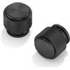 FURNIWARE 10 pomelli per mobili, colore nero opaco, con zigrinati, 25 mm, pomelli da cucina rotondi, cassettiera per armadi, guardaroba