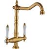 LAKKOAKOAA Rubinetto Cucina Rubinetto Lavello, Anticato Vintage Stile Girevole A 360 ° Doppia Leva Ottone Miscelatore Cucina Con Regolazione Caldo E Freddo, Rubinetto Lavello Cucina, Bronzo