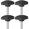 QUARKZMAN 4pz Manopole a T Con Viti a Testa Alare M6x25mm - Plastica Filettatura Maschio Standard, Maniglie Serraggio a Mano, Vite a Testa Zigrinata, Nero