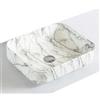 Bernstein Lavabo da appoggio in ceramica sanitaria KW6127-50 x 39 x 13 cm - Colore a scelta, Colore:Aspetto marmo bianco opaco, Piletta Pop-up:Con coperchio suppl. cromato