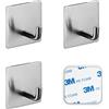 SSYR&P Ganci Adesivi 4 pezzi, Ganci Adesivi in Acciaio Inox, Autoadesivi Gancio Impermeabile, senza Forare,Ideale per cucine, bagni, uffici (argento)