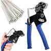 WANDGU 100 fascette stringicavo in acciaio inox e pistola per fascette metalliche, pinza per fascette con funzione di tensionamento e taglio automatico, fascette stringicavo in metallo da 4,6 x 300