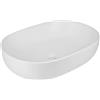 OGOMONDO Lavabo Da Appoggio Ceramica Bianco Ovale Arredo Bagno Lavandino 60x40x15 Cm Con Foro Scarico Centrale (Opaco)