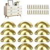 WJUAN 12 Pezzi Maniglie per Mobili a Conchiglia, Pomelli Cucina Dorato - Manici a Conchiglia con Viti, Maniglia per Cassetti, Maniglie Armadio, per Cassetti, Armadi, Mobili per Scarpe