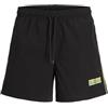 JACK & JONES Swim Shorts Jpstmaui Sunrise-Pantaloncini da Bagno con Triplo Logo, Nero, M Uomo