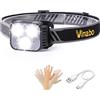 Vinabo Torcia Frontale LED con Sensore, Lampada Ricaricabile, 6 Modalità di Illuminazione, Impermeabile Regolabile