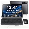 Ausriray Tablet 13.4 Pollici con Tastiera Penna, 120Hz Display Tablet Android 16, 24GB RAM+256GB ROM(2TB) Tablet PC, Doppio SIM 4G LTE+5G WiFi, 8300mAh, Octa-Core, Widevine L1 1080P/16MP/BT5/GPS/OTG